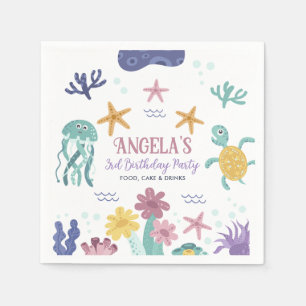 Under The Sea Whimsical Ocean Kids Birthday Napkin