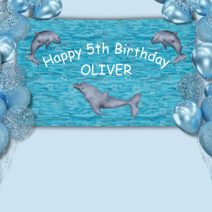 Under The Sea With Dolphins Birthday Party Banner