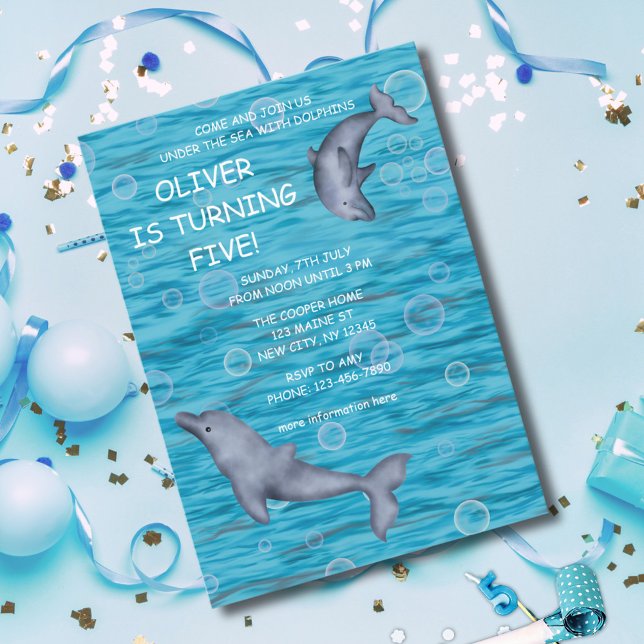 Under The Sea With Dolphins Birthday Party Invitation (Creator Uploaded)