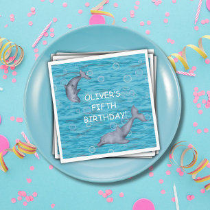 Under The Sea With Dolphins Birthday Party Napkin