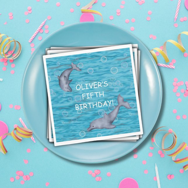 Under The Sea With Dolphins Birthday Party Napkin (Creator Uploaded)