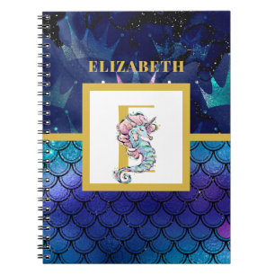 Under the Sea with  Seahorse Unicorn Add Initial Notebook
