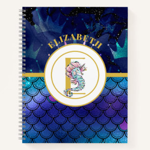 Under the Sea with  Seahorse Unicorn Add Initial Notebook