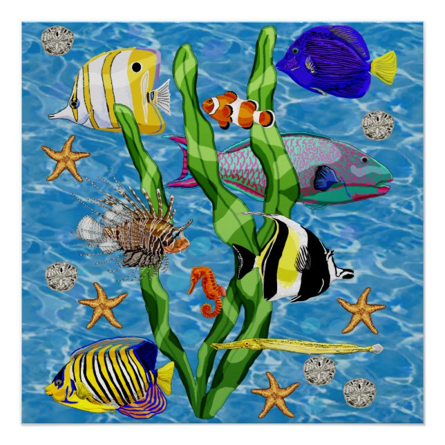 Under the sea with tropical fish poster (Front)
