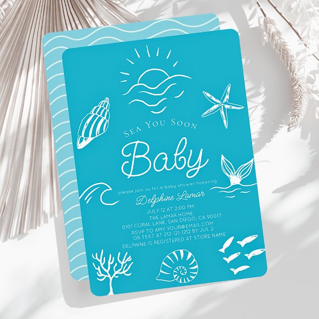 Under the Sea You Soon Blue Boy Baby Shower Invitation (Creator Uploaded)