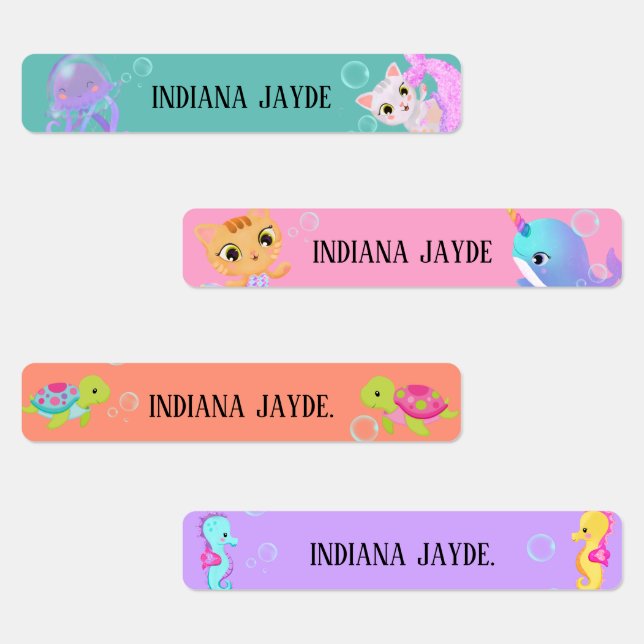 under the seas Waterproof Name Labels.  (Group)
