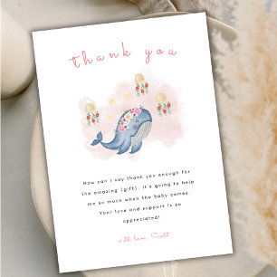Under The See Sweet Whale Floral Baby Shower Thank You Card