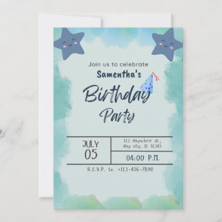 Under the Stars: A Green-Themed Birthday Party Invitation