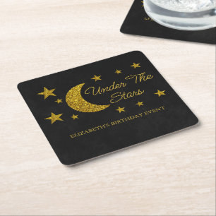 Under The Stars Birthday Square Paper Coaster