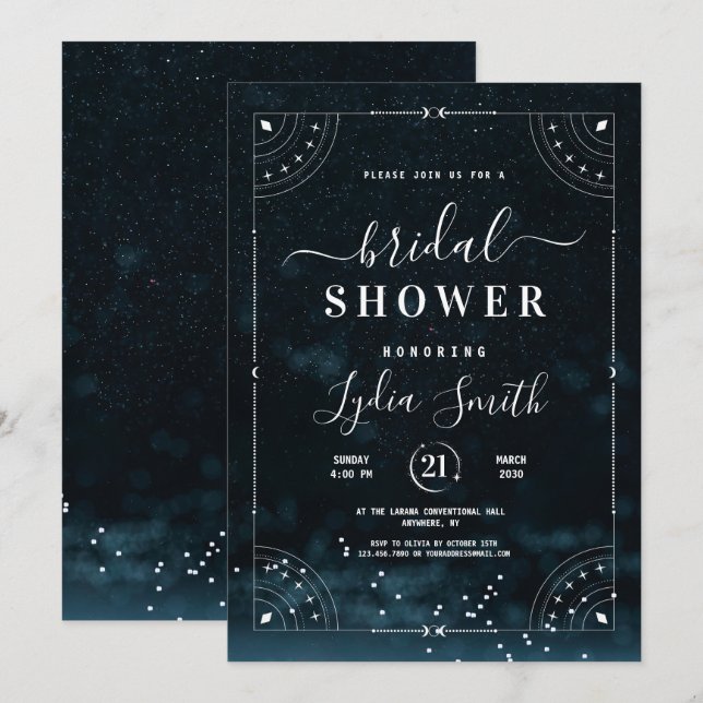 Under the Stars Celestial Bridal Shower Starry  Invitation (Front/Back)