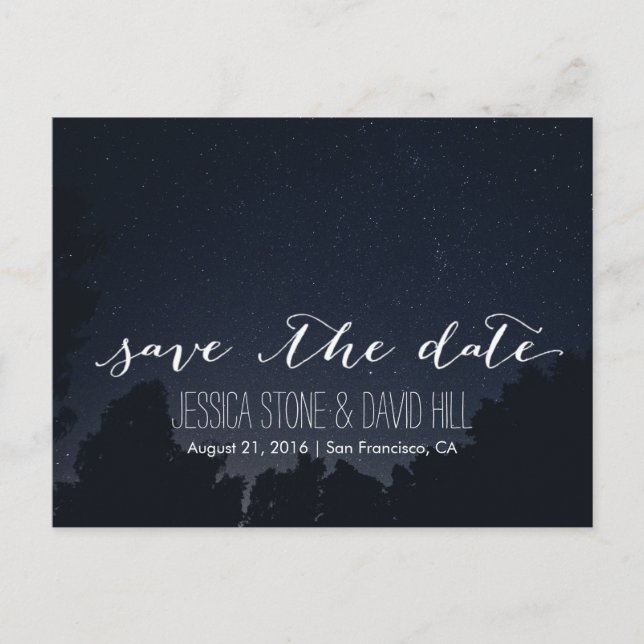 Under the Stars Elegant Wedding Save the Date Announcement Postcard (Front)