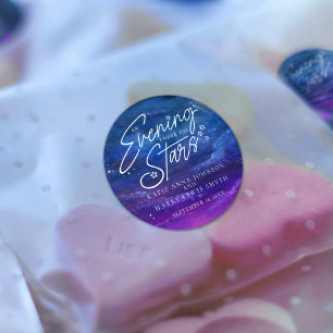 Under the stars evening wedding custom classic round sticker