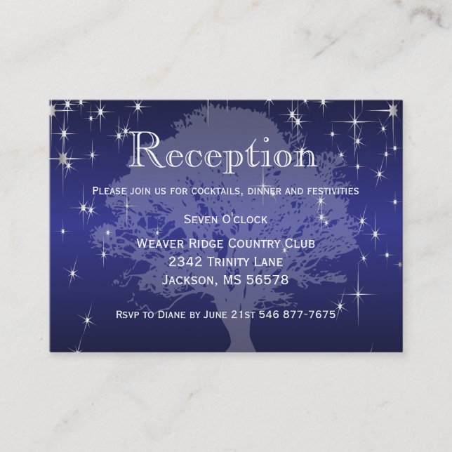 Under the Stars in Metallic Dark Blue - Reception Enclosure Card (Front)