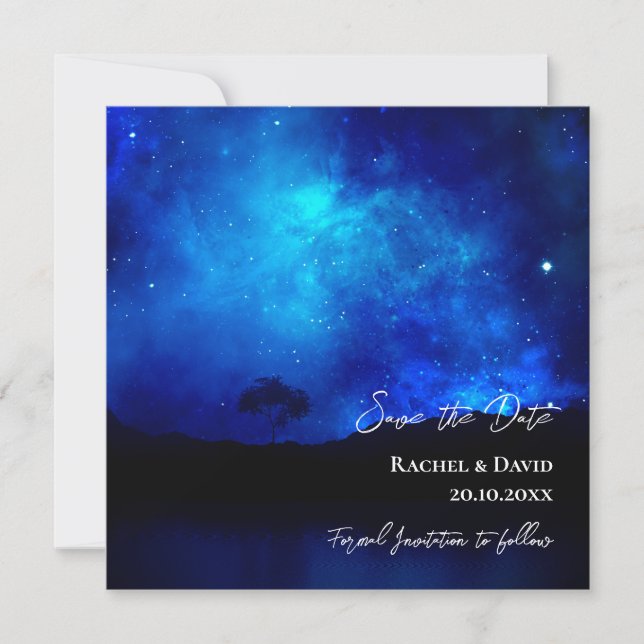 Under the Stars Night Sky Wedding Save The Date (Front)