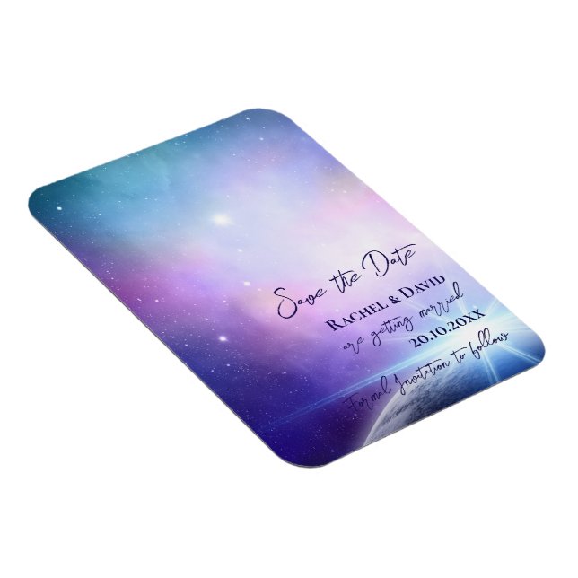 Under the Stars Night Sky Wedding Save The Date Ma Magnet (Right Side)