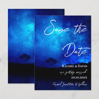 Under the Stars Night Sky Wedding Save The Date Postcard