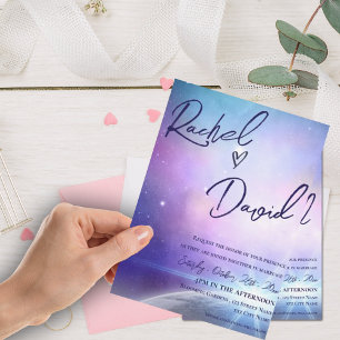 Under the Stars Purple Pink Typography Wedding