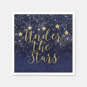 Under The Stars Starry Night Gold Blue Prom Party Napkin
