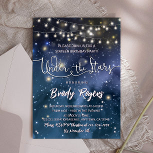 Under the Stars String Lights 16th Birthday Invitation