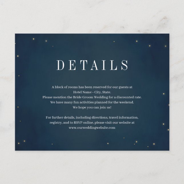 Under The Stars Wedding Details Enclosure Card (Front)