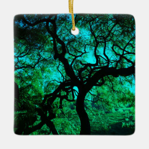 Under The Tree in Turquoise Ceramic Ornament
