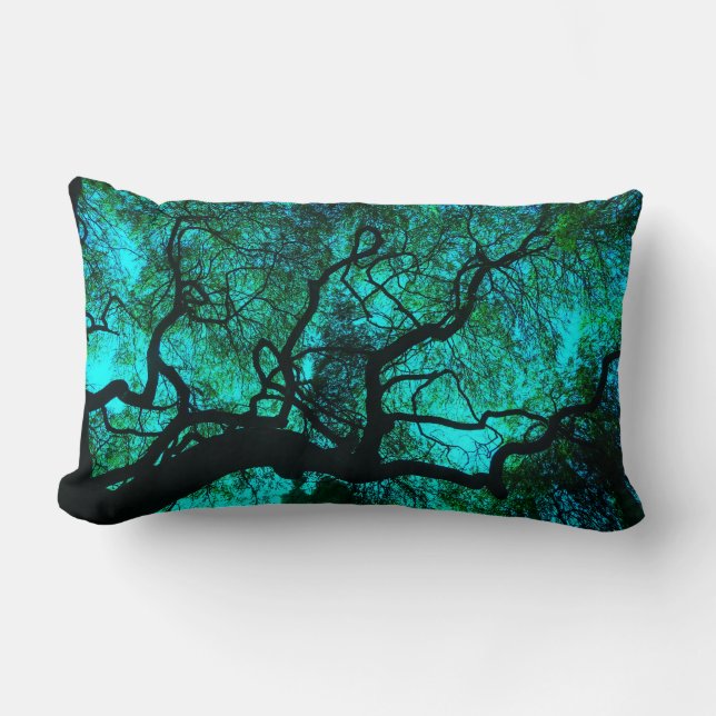 Under the Tree in Turquoise Lumbar Cushion (Front)