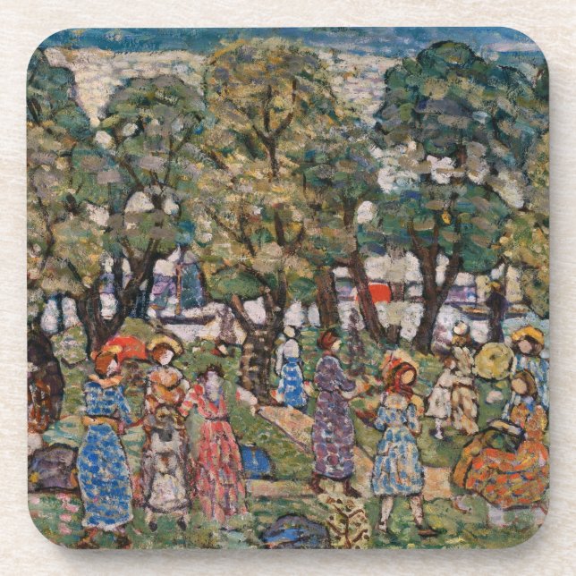 Under the Trees by Maurice Prendergast, Fine Art Coaster (Front)