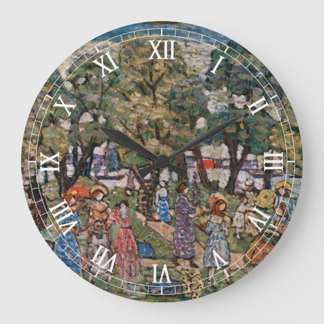 Under the Trees by Maurice Prendergast, Fine Art Large Clock (Front)