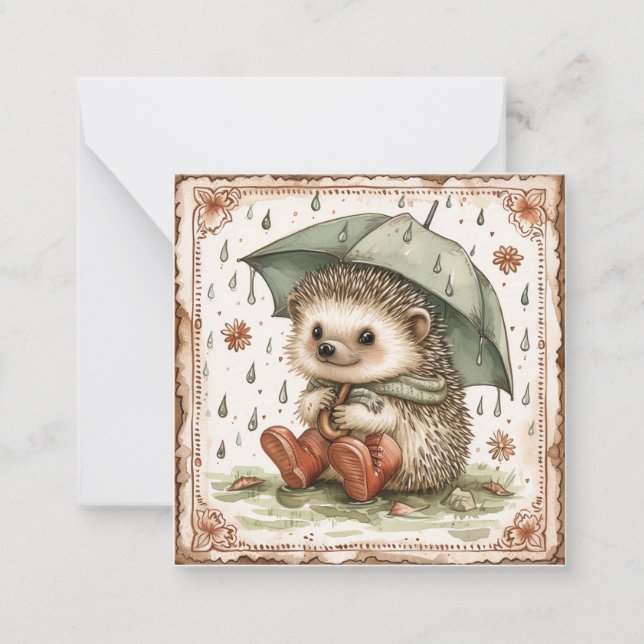 Under the Umbrella: Hedgehog Friends Sweet  Card (Front)