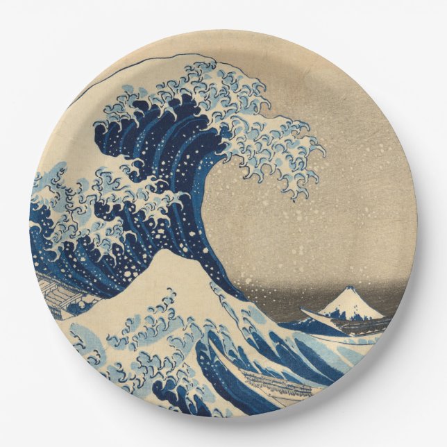 Under the Wave off Kanagawa by Katsushika Hokusai Paper Plate (Front)