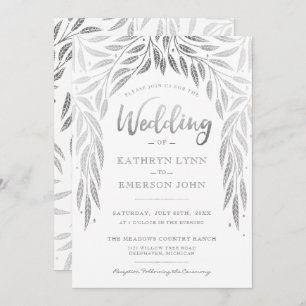 Under the Willows Wedding Invitation Faux Silver