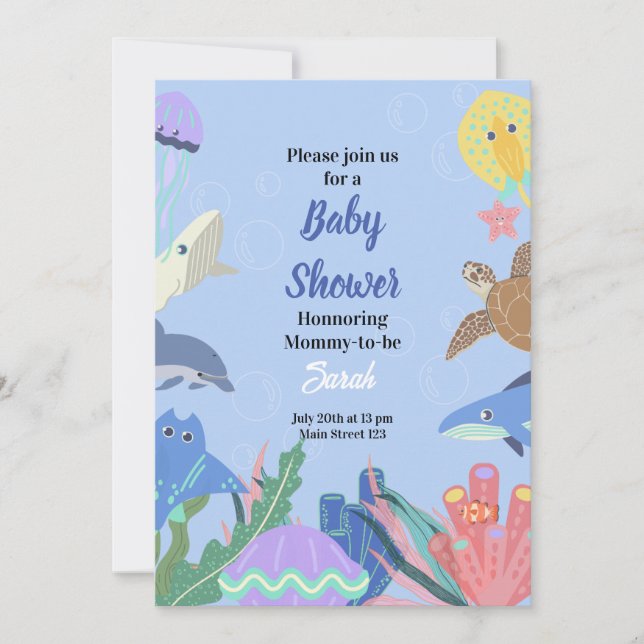 Under Water Baby Shower Invitation (Front)