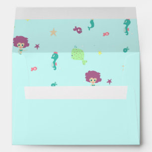 Under water creatures pattern blue envelope