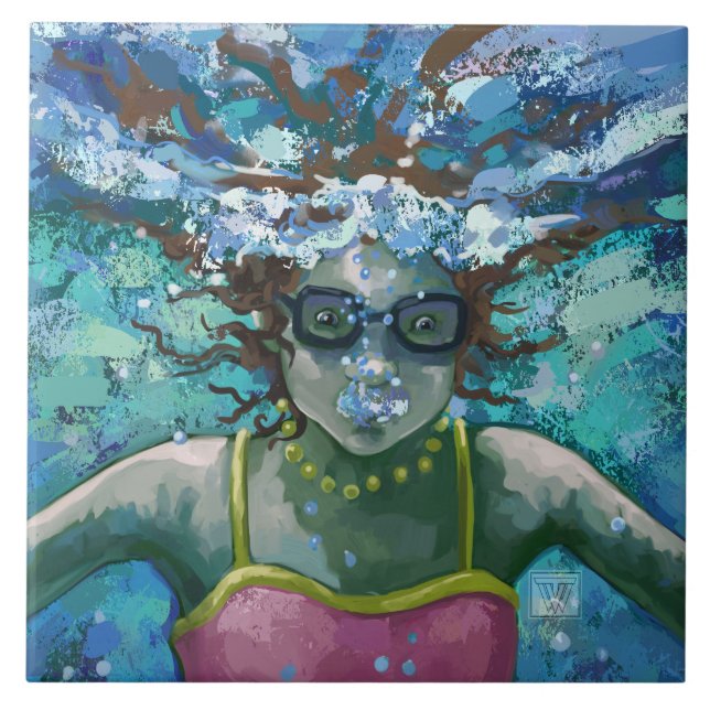 Under Water Swim Ceramic Tile (Front)