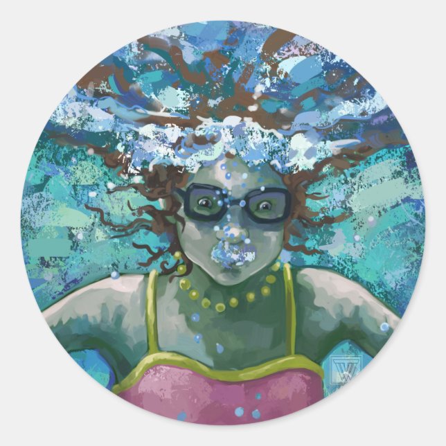 Under Water Swim Classic Round Sticker (Front)