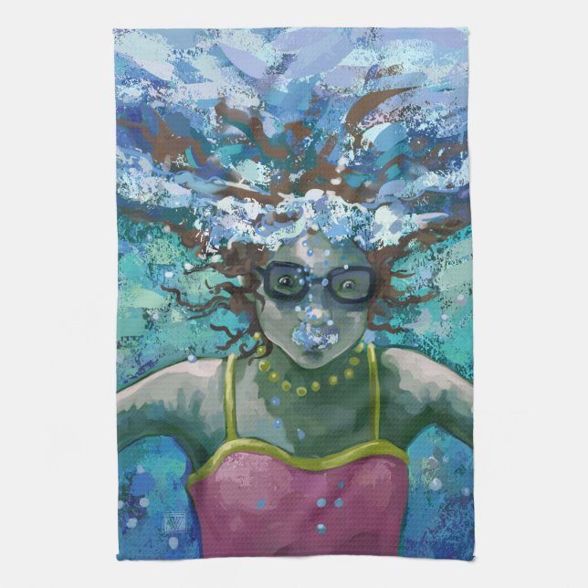 Under Water Swim Tea Towel (Vertical)