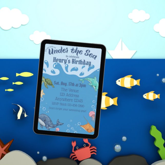 Under Water, Under the Sea Birthday Invitation (Creator Uploaded)