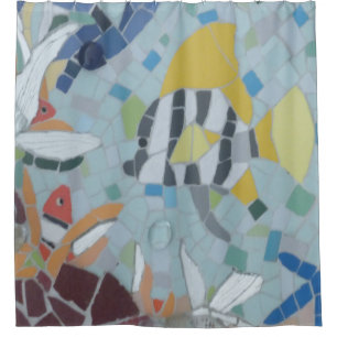 Under Water World Moonfish Mosaic Shower Curtain