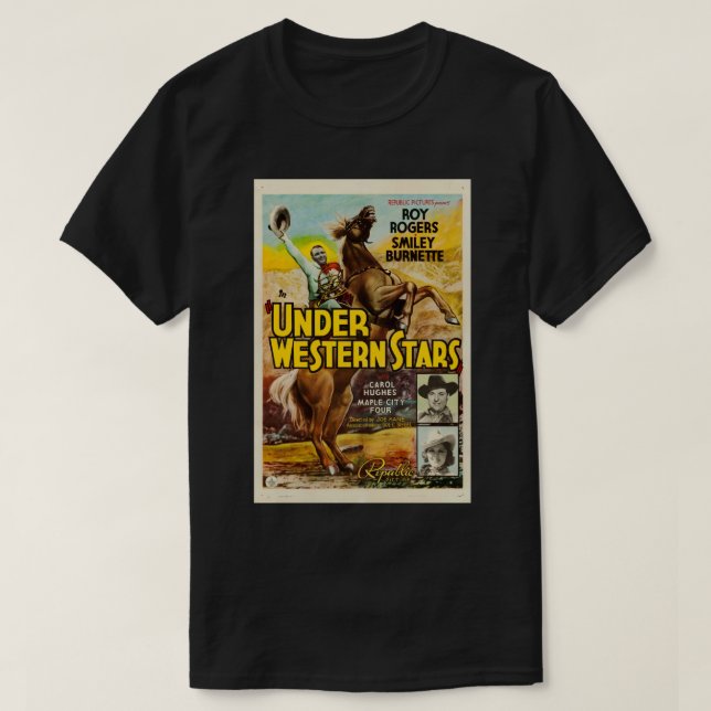 Under Western Stars Cowboy Poster T-Shirt (Design Front)