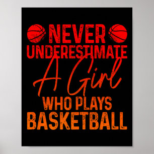 Underestimate a girl who plays basketball fu t poster