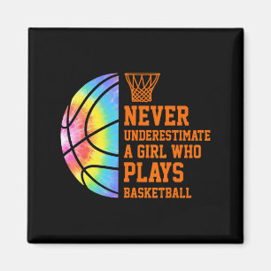 Underestimate a girl who plays basketball t shirt magnet