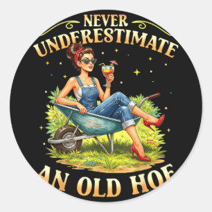 Underestimate an old gardener gardening vintage classic round sticker