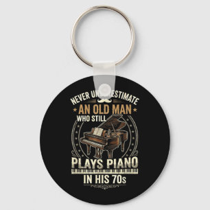 Underestimate An Old Man Who Plays Piano Key Ring