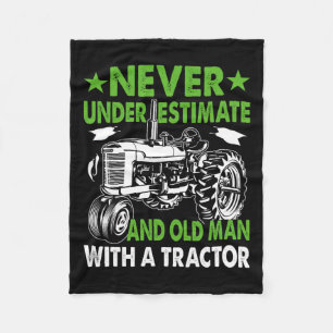 Underestimate An Old Man With A Tractor Fleece Blanket