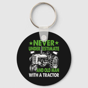 Underestimate An Old Man With A Tractor  Key Ring