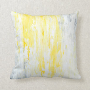 'Underestimated' Grey and Yellow Abstract Art Cushion