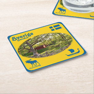 Underlägg — Sverige Square Paper Coaster