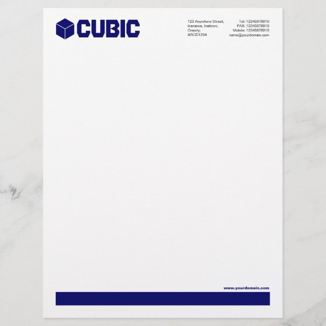 Underlined (Cube Logo) - Deep Navy Custom Letterhead (Front)