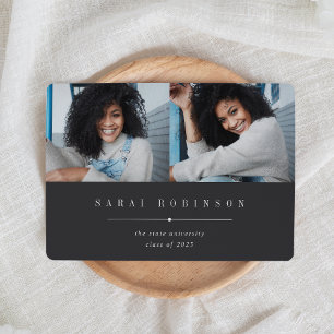 Underlined Simple Two Photo Graduation Announcement