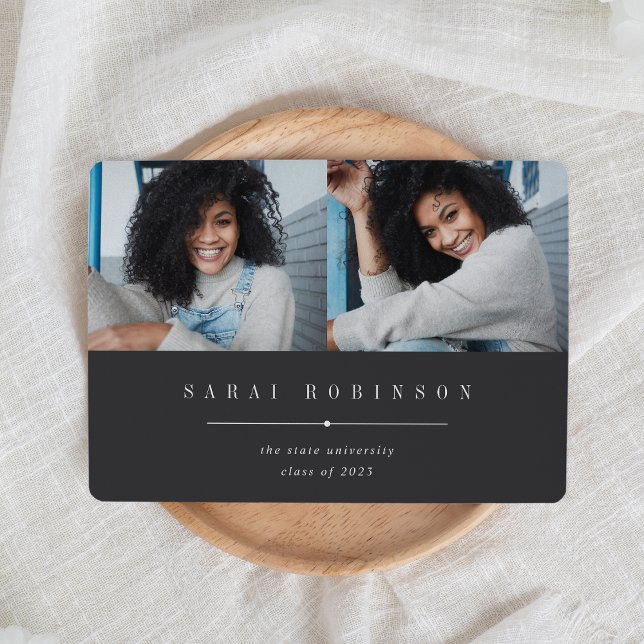 Underlined | Simple Two Photo Graduation Announcement (Creator Uploaded)